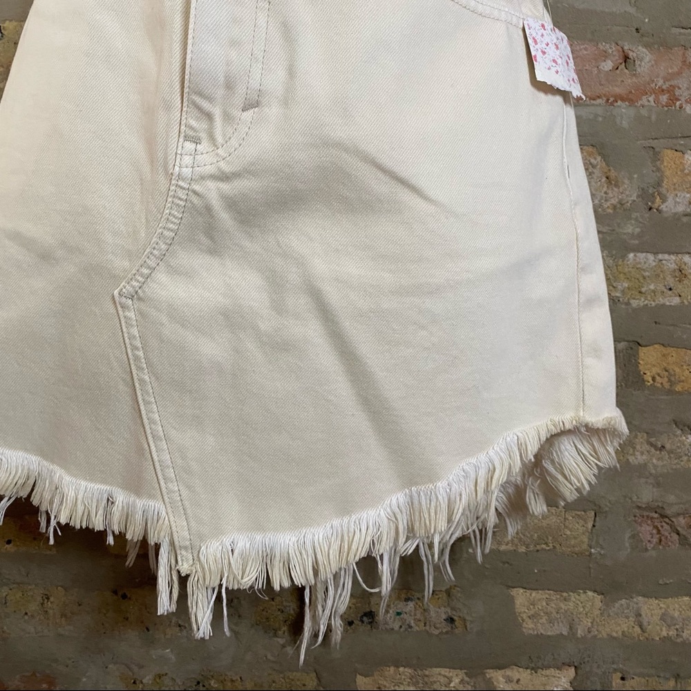 FREE PEOPLE ~ NWT Cream Distressed Mini Skirt - Picture 3 of 7